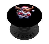 Ambiance Amusante de Noël avec Jolly Santa Moose PopSockets PopGrip Adhésif