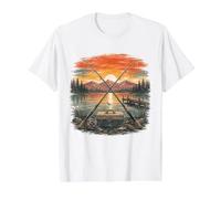 Ambiance de W nd en Chalet de Montagne au Coucher du Soleil sur lac de pêche T-Shirt Graphique avec Valeur