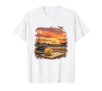 Ambiance de W nd pour Joueurs de Softball Vintage au Coucher du Soleil T-Shirt Graphique avec Valeur, Homme, Blanc, S