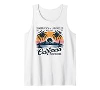 Ambiance Estivale de la côte Ouest, California Beach, océan rétro Débardeur