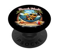 Ambiance Estivale Graphique relaxante en Forme d'abeille sur la Plage PopSockets PopGrip Adhésif