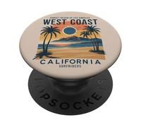 Ambiance Estivale rétro de la côte Ouest de la côte Ouest de l'océan en Californie PopSockets PopGrip Adhésif