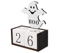 Ambiance Halloween Calendrier Créatif en Bois Décor Rustique de Bureau | Réutilisable Année Après Année, Format Compact pour Tablettes, Étagères et Accueil