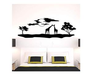 Ambiance-Live Sticker Mural Animaux d'afrique & giraffes - 55 X 160 cm. Noir