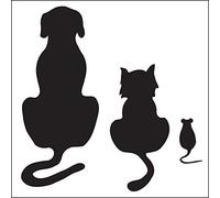 Ambiance-Live Sticker Mural chien. chat et souris - 75 X 75 cm. Noir