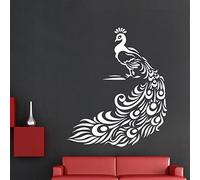 Ambiance-Live Sticker Mural Motif Paon Noir 65 x 55 cm