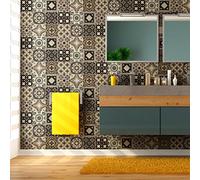 Ambiance Sticker Adesivo per piastrelle da 9 pezzi per bagno e cucina | Piastrelle in Ceramica Autoadesive Effetto Mosaico | Adesivi Murali in Porcellana 10 x 10 cm - Vinile