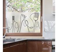 Adhésif Film Fenêtre Anti Regard Occultant - Cuisine - Stickers Autocollant Brise-Vue pour Vitres & Porte de Douche - 40x100cm