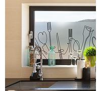 Ambiance Sticker Adhésif Film Fenêtre Anti Regard Occultant - Cuisine - Stickers Autocollant Brise-Vue pour Vitres & Porte de Douche - 40x200cm