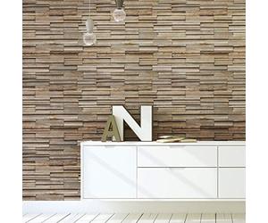 Ambiance Sticker Adhésif Revêtement Mural - Matériaux Sticker pour Salle de Bain, Cuisine et Salon Autocollant Wall Covering Effet Parement de Bois | H40 x L40 cm