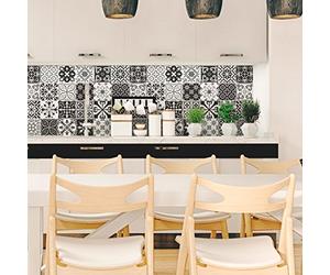 Ambiance Sticker Adhésifs Carrelages Autocollant Amaliáda Carreaux de Ciment Carrelage Sticker Mural Salle de Bain et Cuisine | 24 Pièces de 20 x 20 cm