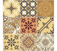 Ambiance Sticker Adhésifs Carrelages Autocollant Baroques Carreaux de Ciment Carrelage Sticker Mural Salle de Bain et Cuisine | 9 Pièces de 20 x 20 cm