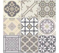 Ambiance Sticker Adhésifs Carrelages Autocollant Champêtre Carreaux de Ciment Carrelage Sticker Mural Salle de Bain et Cuisine | 9 Pièces de 15 x 15 cm