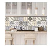 Ambiance Sticker Adhésifs Carrelages Autocollant Champêtre Carreaux de Ciment Carrelage Sticker Mural Salle de Bain et Cuisine | 9 Pièces de 20 x 20 cm