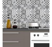Ambiance Sticker Adhésifs Carrelages Autocollant Élégants Nuance de Gris Carreaux de Ciment Carrelage Sticker Mural Salle de Bain et Cuisine | 60 Pièces de 10 x 10 cm