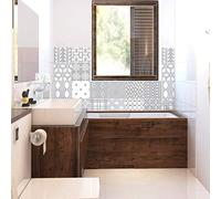 Ambiance Sticker Adhésifs Carrelages Autocollant Nuance de Gris Harmonieux Carreaux de Ciment Carrelage Sticker Mural Salle de Bain et Cuisine | 24 Pièces de 10 x 10 cm