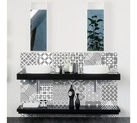 Ambiance Sticker Adhésifs Carrelages Autocollant Nuance de Gris Raffinés Carreaux de Ciment Carrelage Sticker Mural Salle de Bain et Cuisine | 24 Pièces de 20 x 20 cm