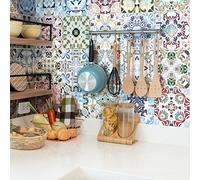 Ambiance Sticker Adhésifs Carrelages Autocollant Ornements Anciens Carreaux de Ciment Carrelage Sticker Mural Salle de Bain et Cuisine | 24 Pièces de 20 x 20 cm