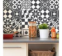 Ambiance Sticker Adhésifs Carrelages Autocollant Ornements Chic Carreaux de Ciment Carrelage Sticker Mural Salle de Bain et Cuisine | 24 Pièces de 15 x 15 cm