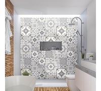 Ambiance Sticker Adhésifs Carrelages Autocollant Taïga Carreaux de Ciment Carrelage Sticker Mural Salle de Bain et Cuisine | 60 Pièces de 10 x 10 cm