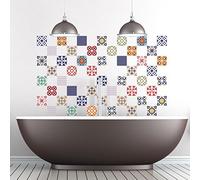 Ambiance Sticker Adhésifs Carrelages Autocollant Vintage Multicouleur Carreaux de Ciment Carrelage Sticker Mural Salle de Bain et Cuisine | 60 Pièces de 10 x 10 cm