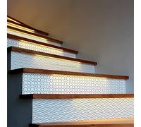 Ambiance Sticker Adhésifs Escalier Carrelages Contremarche Birgit Sticker Autocollant Pour Escalier Carreaux de Ciment - 2 bandes de 15 cm x 105 cm