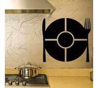 Ambiance Sticker Ardoise Tableau Noir - Stickers Muraux Adhésif Effaçable - Assiette, Couteau et Fourchette - H75 x L85 cm