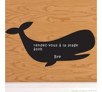 Ambiance Sticker Ardoise Tableau Noir - Stickers Muraux Adhésif Effaçable - Baleine - H20 x L40 cm