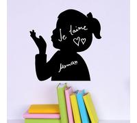 Ambiance Sticker Ardoise Tableau Noir - Stickers Muraux Adhésif Effaçable - Bisous de Petite Fille - H90 x L90 cm