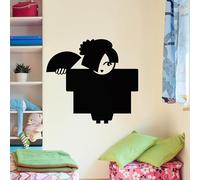 Ambiance Sticker Ardoise Tableau Noir - Stickers Muraux Adhésif Effaçable - Caricature d'une Japonaise - H30 x L35 cm
