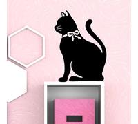 Ambiance Sticker Ardoise Tableau Noir - Stickers Muraux Adhésif Effaçable - Chat avec un Noeud - H55 x L40 cm