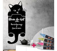 Ambiance Sticker Ardoise Tableau Noir - Stickers Muraux Adhésif Effaçable - Chat Fait Coucou - H165 x L75 cm + 4 Craies Liquides