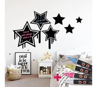 Ambiance Sticker Ardoise Tableau Noir - Stickers Muraux Adhésif Effaçable - Étoiles Graffiti - H75 x L90 cm + 4 Craies Liquides