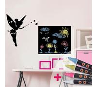 Ambiance Sticker Ardoise Tableau Noir - Stickers Muraux Adhésif Effaçable - Fée - H55 x L85 cm + 4 Craies Liquides