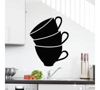 Ambiance Sticker Ardoise Tableau Noir - Stickers Muraux Adhésif Effaçable - Lot de Tasses - H70 x L55 cm