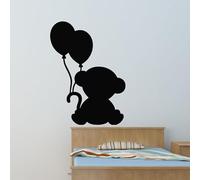 Ambiance Sticker Ardoise Tableau Noir - Stickers Muraux Adhésif Effaçable - Nounours avec des Ballons - H135 x L100 cm