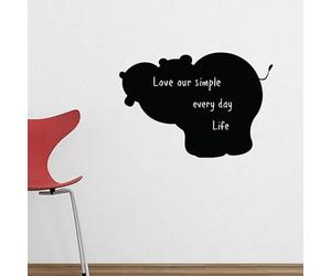 Ambiance Sticker Ardoise Tableau Noir - Stickers Muraux Adhésif Effaçable - Silhouette Hippopotame - H95 x L140 cm