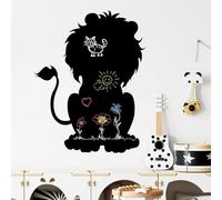 Ambiance Sticker Ardoise Tableau Noir - Stickers Muraux Adhésif Effaçable - Silhouette Lion - H95 x L75 cm