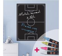 Ambiance Sticker Ardoise Tableau Noir - Stickers Muraux Adhésif Effaçable - Terrain de Foot - H100 x L75 cm + 4 Craies Liquides