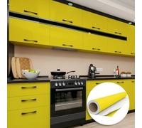 Ambiance Sticker Autocollant Adhésif Imperméable Vinyle Rouleau pour Cuisine Meuble Armoire Porte - Sticker Mural H60 x L200 cm - Jaune Canari