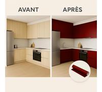 Ambiance Sticker Autocollant Adhésif Imperméable Vinyle Rouleau pour Cuisine Meuble Armoire Porte - Sticker Mural H60 x L200 cm - Bordeaux