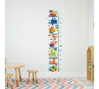 Ambiance Sticker Autocollant de Toise Adhésive Bateau et Animaux de la Mer pour Décoration Murale de Chambre d'Enfant - H50 x L70 cm