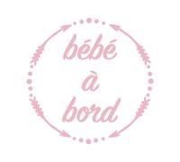 Ambiance Sticker Autocollant de Voiture Bébé à Bord Rose Poudre - H15 x L15 cm