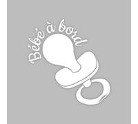 Ambiance Sticker Autocollant de Voiture Vitres Auto Bébé à Bord Grande Bébé Tétine Blanc - H10 x L10 cm