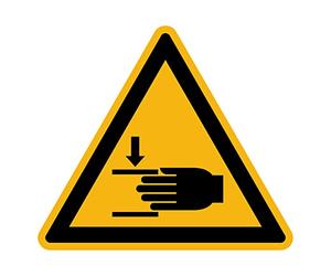 Ambiance Sticker autocollant ISO7010, ecrasement des mains, 5 x 5 cm | Signalisation de danger/avertissement NF ISO7010, adhésif prédécoupé résistant à l'eau, pose sans bulles, Format triangulaire