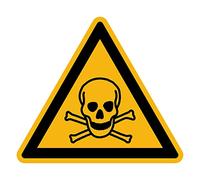 Autocollant Danger Warning Avertissement NF ISO7010 - Sticker Adhésif Signalétique Triangulaire Laminé Plastifié Résistant à l'eau et aux UV - Matières Toxiques - 10x10 cm