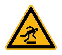 Ambiance Sticker autocollant ISO7010, trébuchement, 15 x 15 cm | Signalisation de danger/avertissement NF ISO7010, adhésif prédécoupé résistant à l'eau, pose sans bulles, Format triangulaire