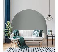 Ambiance Sticker Autocollant Lit Tête de Lit Arche Stickers Muraux | Grand Papier Peint Demi Cercle pour Décoration Salon et Chambre| L58 x H200 cm - Gris Tourtelle