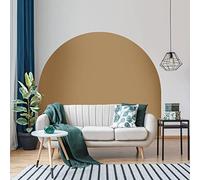Ambiance Sticker Autocollant Lit Tête de Lit Arche Stickers Muraux | Grand Papier Peint Demi Cercle pour Décoration Salon et Chambre| L58 x H100 cm - Marron Clair