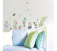 Ambiance Sticker Autocollant Muraux Décoration Adhésifs Fleurs, Herbes et Insectes Sticker Murale pour Bébé, Chambre d'enfant et Salon - H50 x L70 cm